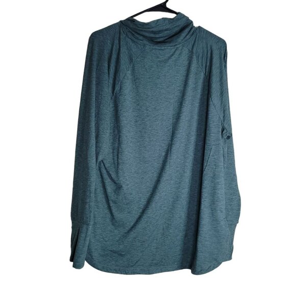 Funnel Neck Pullover Sweatshirt Green Lightweight Soft Womens XL Fall Layers - Picture 4 of 10